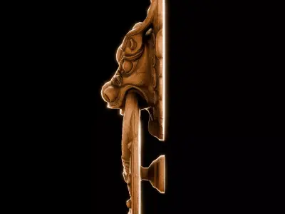 Ancient Wooden Door Handle Weathered Nepal  Artifact HANDLE01 Low-poly 3D model