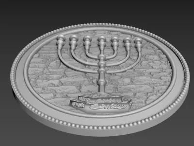 Menorah Bas-Relief 3D model
