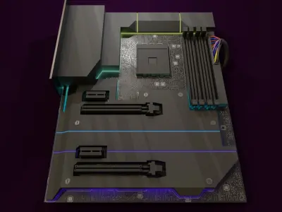 gaming motherboard rgb pc hardware lowpoly circuit board Low-poly 3D model