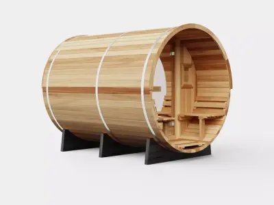 Barrel Sauna for 6 Person Low-poly 3D model get