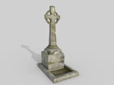 Environment gravestone with cross on top Low-poly 3D model