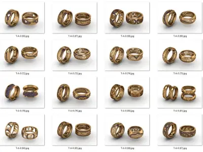 alans ring 48 pieces drawing 3d rihone drawing ring 3D print model