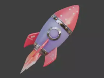 Stylized 3D Cartoon Fireworks Rocket Low-poly 3D model