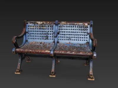 Realistic rusted bench 3D model