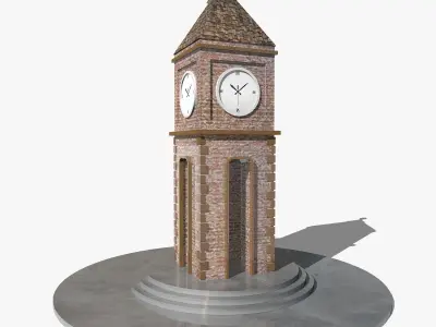 Tower Clock Low-poly 3D model purchase
