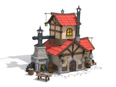cartoon forge Low-poly 3D model