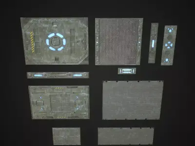 Sci Fi Panels Modular Low-poly 3D model