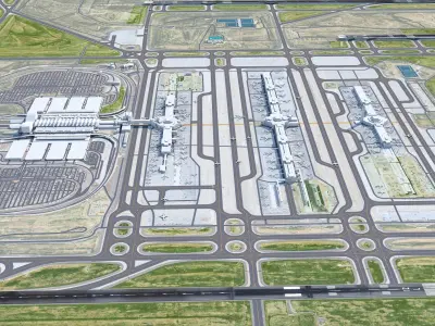 Denver International Airport 15km Low-poly 3D model