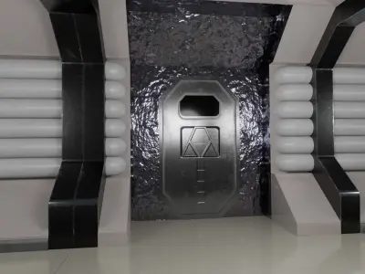 Sci-fi Corridor Retro Low-poly 3D model