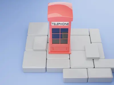 A Phone Booth with stone slabs Free low-poly 3D model