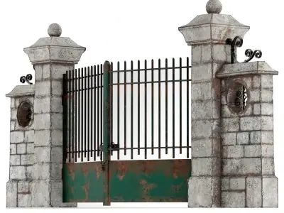 Old concrete wall Low-poly 3D model