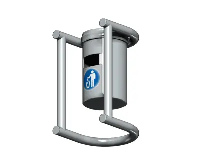 Aluminum stainless cage type garden trash can Low-poly 3D model