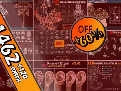1582 Ornament Kitbash Bundle 120 New 3D Assets 3D Model  Low-poly 3D model