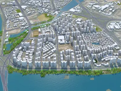 Huizhou Guangdong Province China 80km AI Low-poly 3D model
