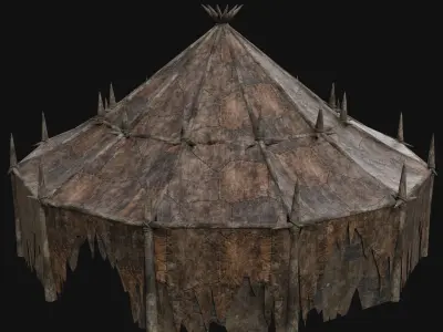 ORC ORCISH BARBARIAN TENT CAMP HOUSES COTTAGES TENTS COLLECTION Low-poly 3D model