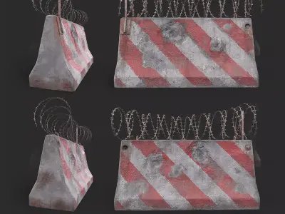 Barricade barbed wire Low-poly 3D model