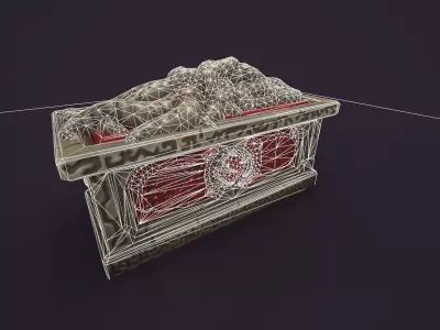 Ancient sarcophagus stone Low-poly 3D model