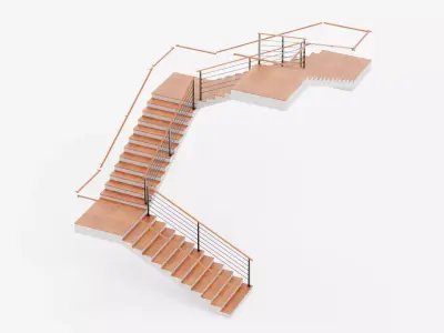Square Staircase V3 - Multi-Level Modern Interior Stairs Low-poly 3D model