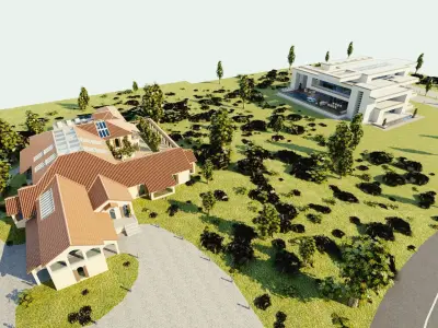 Modular Double Mansion Assets Pack Low-poly 3D model