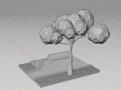 Park bench nature 3D model