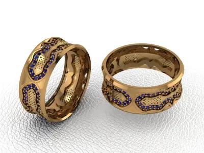 alans ring 16 pieces drawing 3d rihone drawing ring rings 3D print model