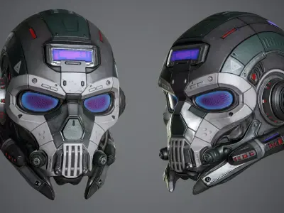 Sci Fi Helmet p02 Low-poly 3D model