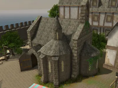 Medieval Church Game Ready Low-poly 3D model