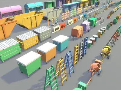 StreetSide PROPS - Low Poly Assets Low-poly 3D model Low-poly 3D model