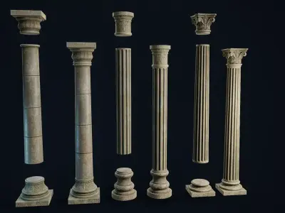 Garden Columns modular Low-poly 3D model