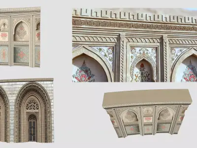 Double Sided Seamless Arc Wall Modular Low-poly 3D model