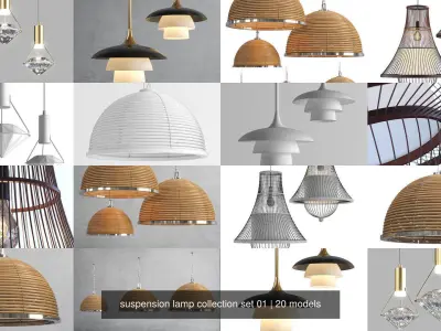 suspension lamp collection set 01 3D Model Pack