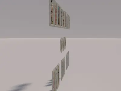 7 types of church stained glass windows 3D model