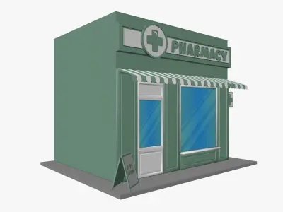 Cartoon Pharmacy Low-poly 3D model