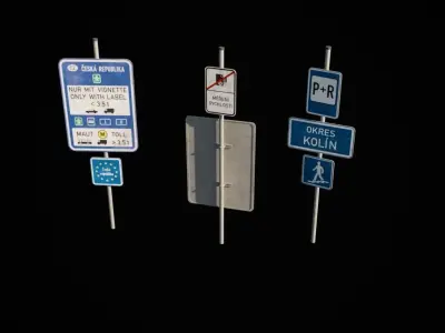 Czech road signs pack - Informative Low-poly 3D model
