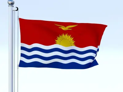 Animated Kiribati Flag Low-poly 3D model