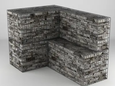 Gabion Stone Wall 2 3D model