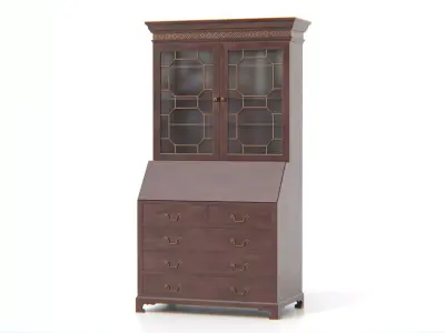 Antique Secretary Hutch Cabinet Low-poly 3D model