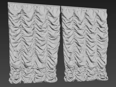 Marvelous Designer and 3DS Max Curtains01 Bigger Free 3D model