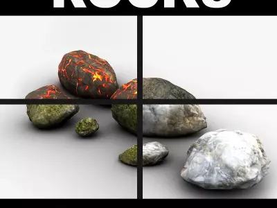 Detailed rocks collection Low-poly 3D model