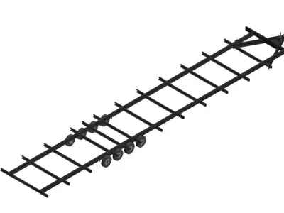 Construction Site Trailer On Running Steel Frame 12 x 60 ft Low-poly 3D model