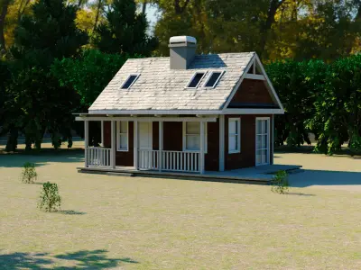 Country House plus environment Low-poly 3D model