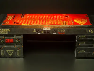 Scifi Cyberpunk Desk PBR Game Asset Low-poly 3D model