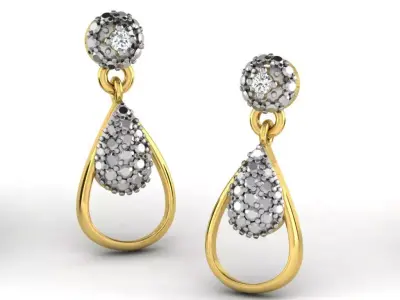 Gold Diamond Women Earring 3D print Model 3D print model 123