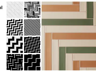 Elongated Subway Tile in Herringbone Layout Texture