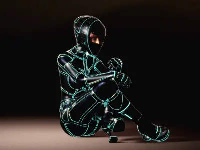 Futuristic Astronaut Woman 3D model