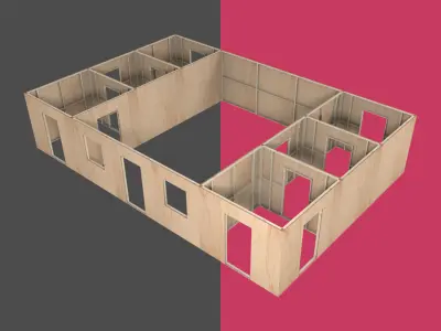 Modular Construction site partition walls for games Low-poly 3D model