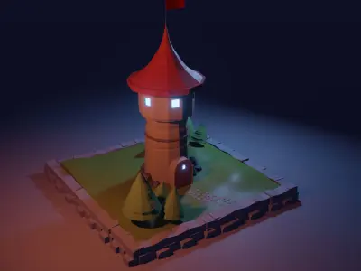 Fantasy tower low-poly model  Free low-poly 3D model