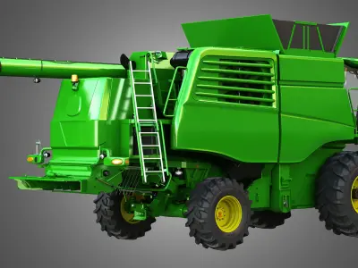 JD - T560 Harvester Combine - with Wheels 3D model