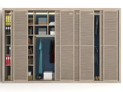 Wardrobe with wooden shutters 3D model