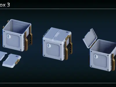 Scifi Boxes Low-poly 3D model